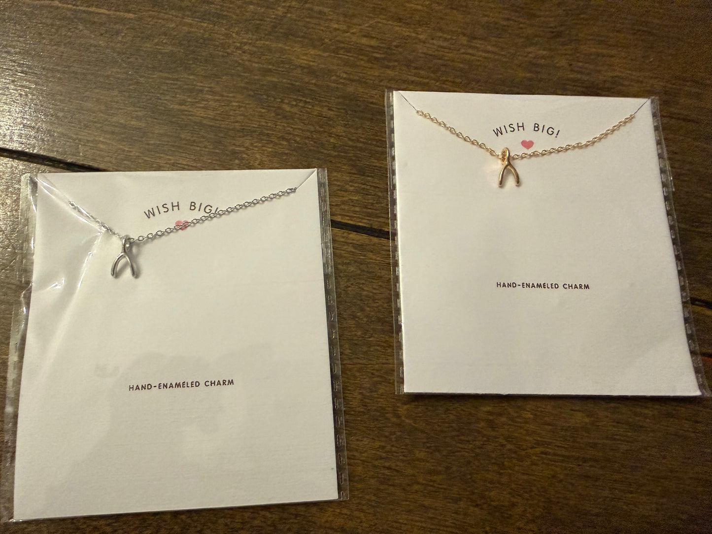 Wish Big, Wishbone Card Necklace