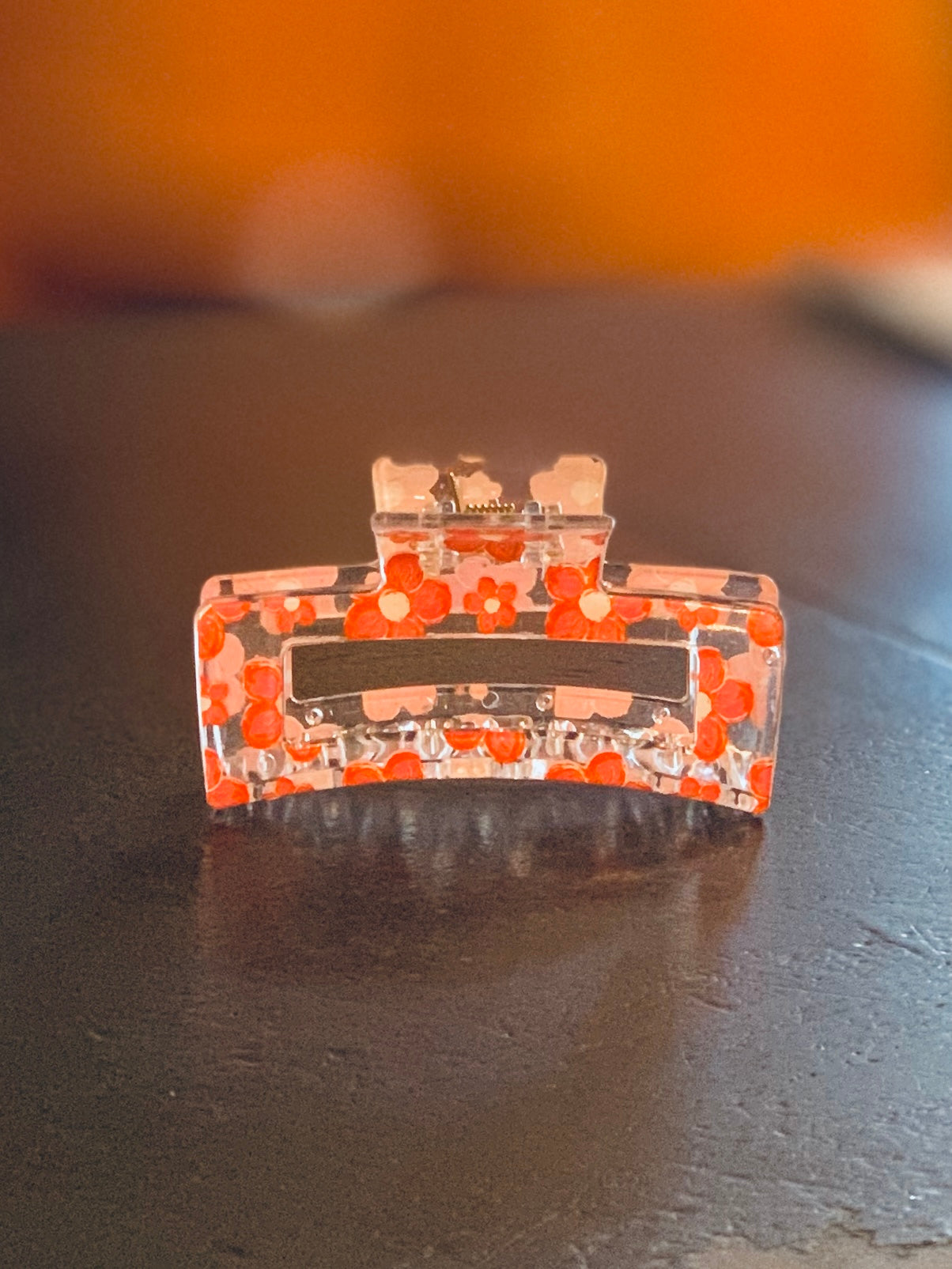. Red Flower Clear Hair Clip