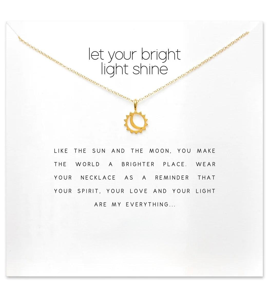 . Let Your Bright Light Shine Card Necklace in Gold