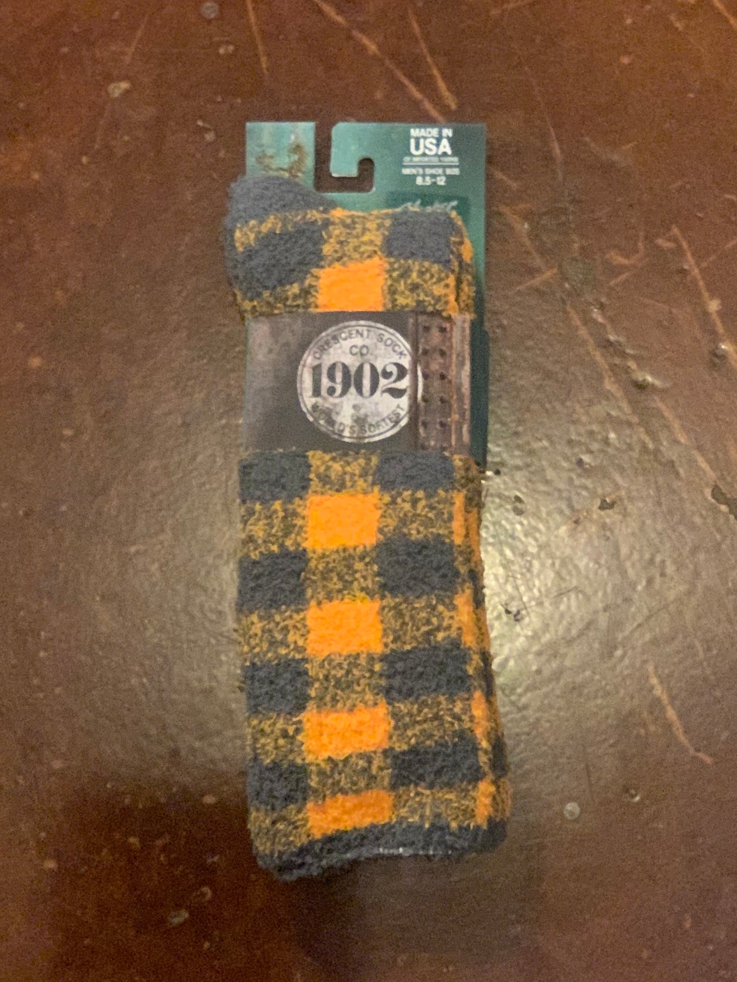Orange and Grey 1902 Sleep Crew Socks