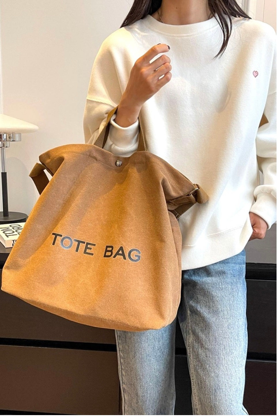 . MINIMALIST LARGE CAPACITY CANVAS SHOULDER TOTE BAG