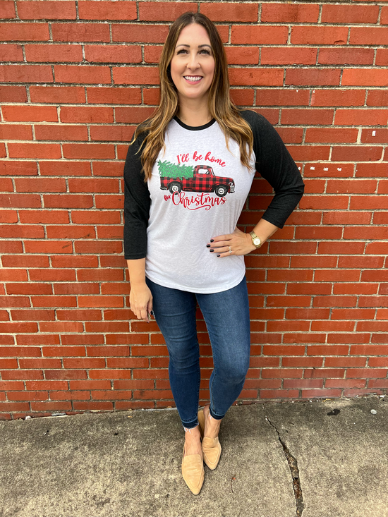 I'LL BE HOME FOR CHRISTMAS 3/4 SLEEVE T-SHIRT