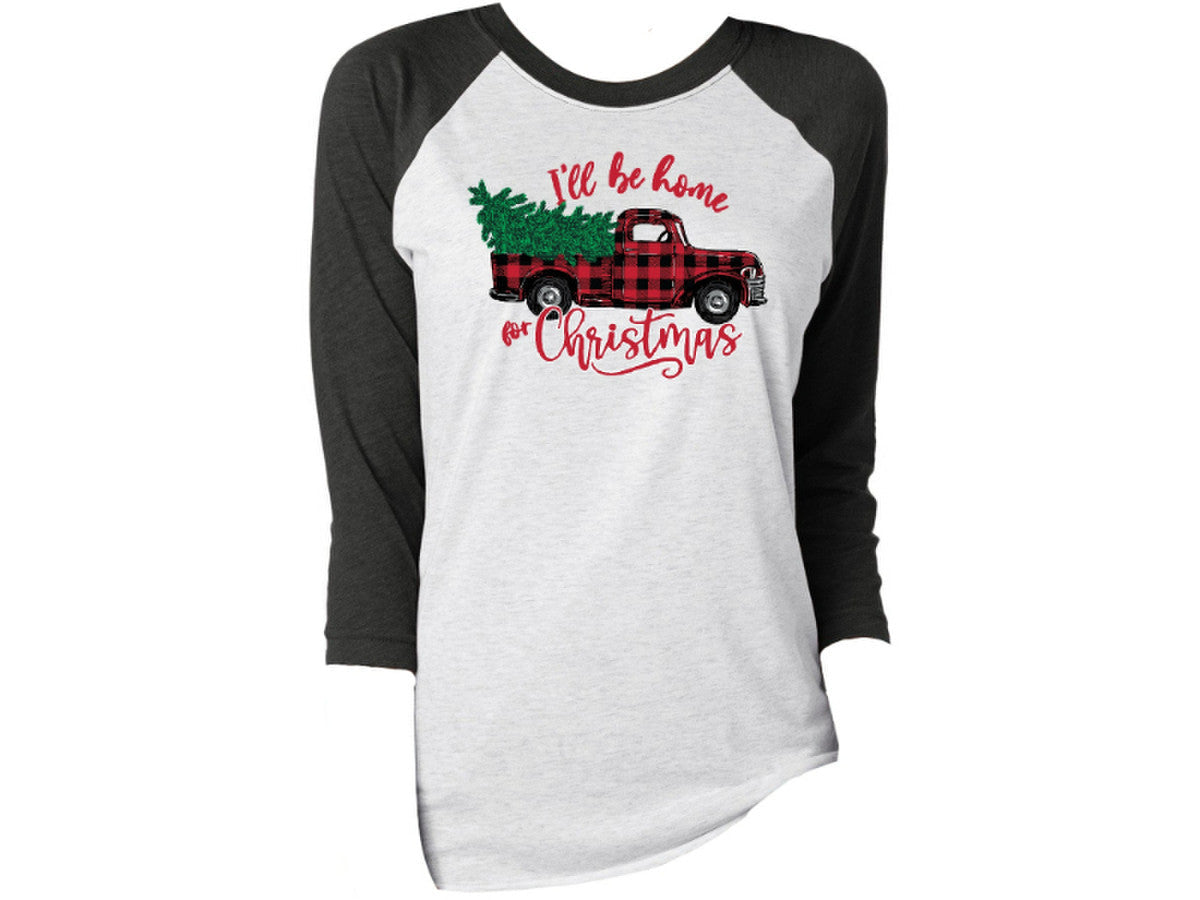 I'LL BE HOME FOR CHRISTMAS 3/4 SLEEVE T-SHIRT