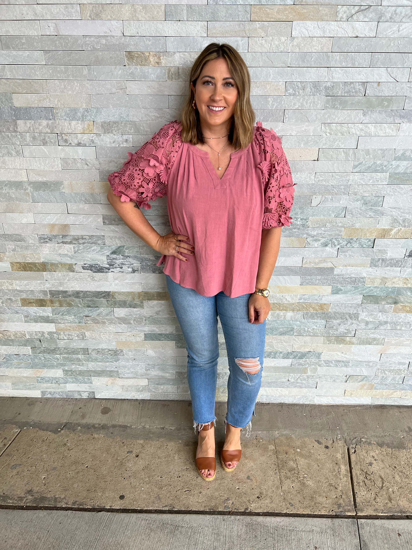 Spring Fun Embellished Sleeve Top