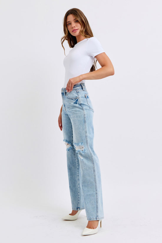 Judy Blue High Waist Rigid Magic Destroy Straight Jeans