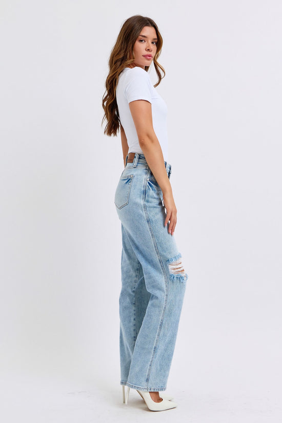 Judy Blue High Waist Rigid Magic Destroy Straight Jeans