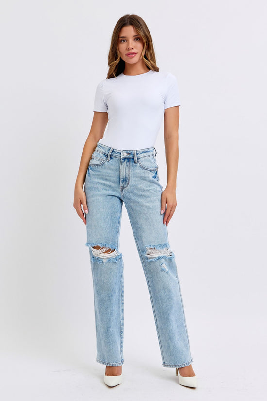 Judy Blue High Waist Rigid Magic Destroy Straight Jeans