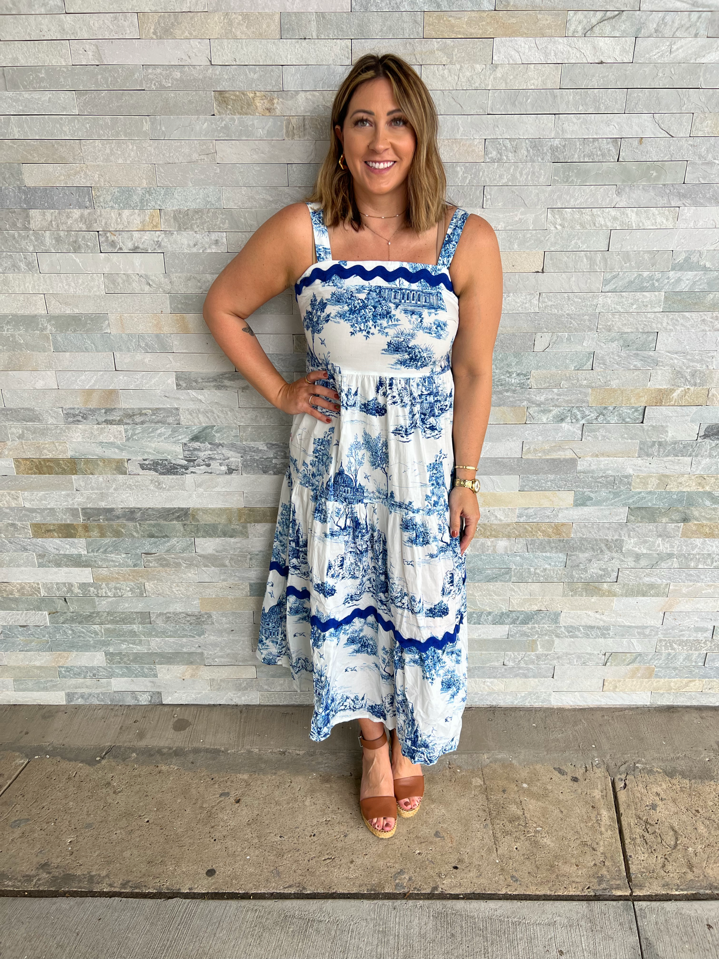 Romance me Blue Rick Rack Trim Dress
