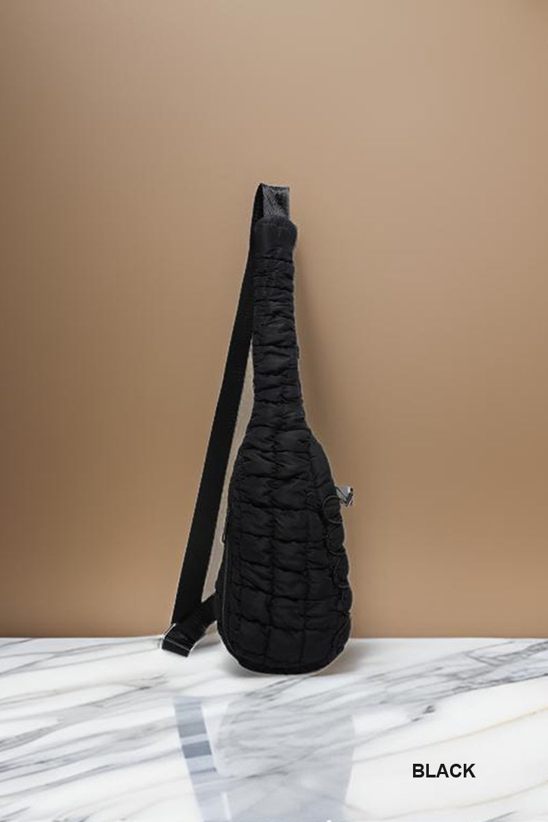 . QUILTED PUFFY CROSSBODY SLING BAG