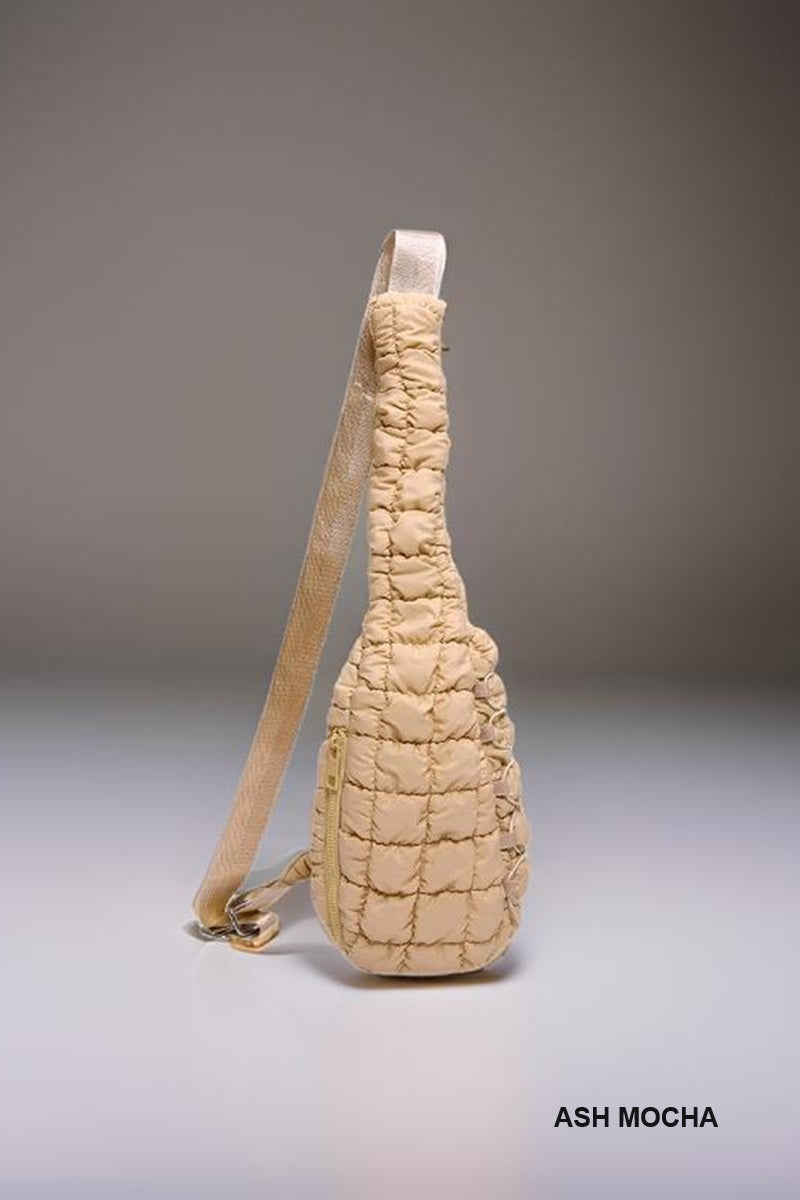 . QUILTED PUFFY CROSSBODY SLING BAG