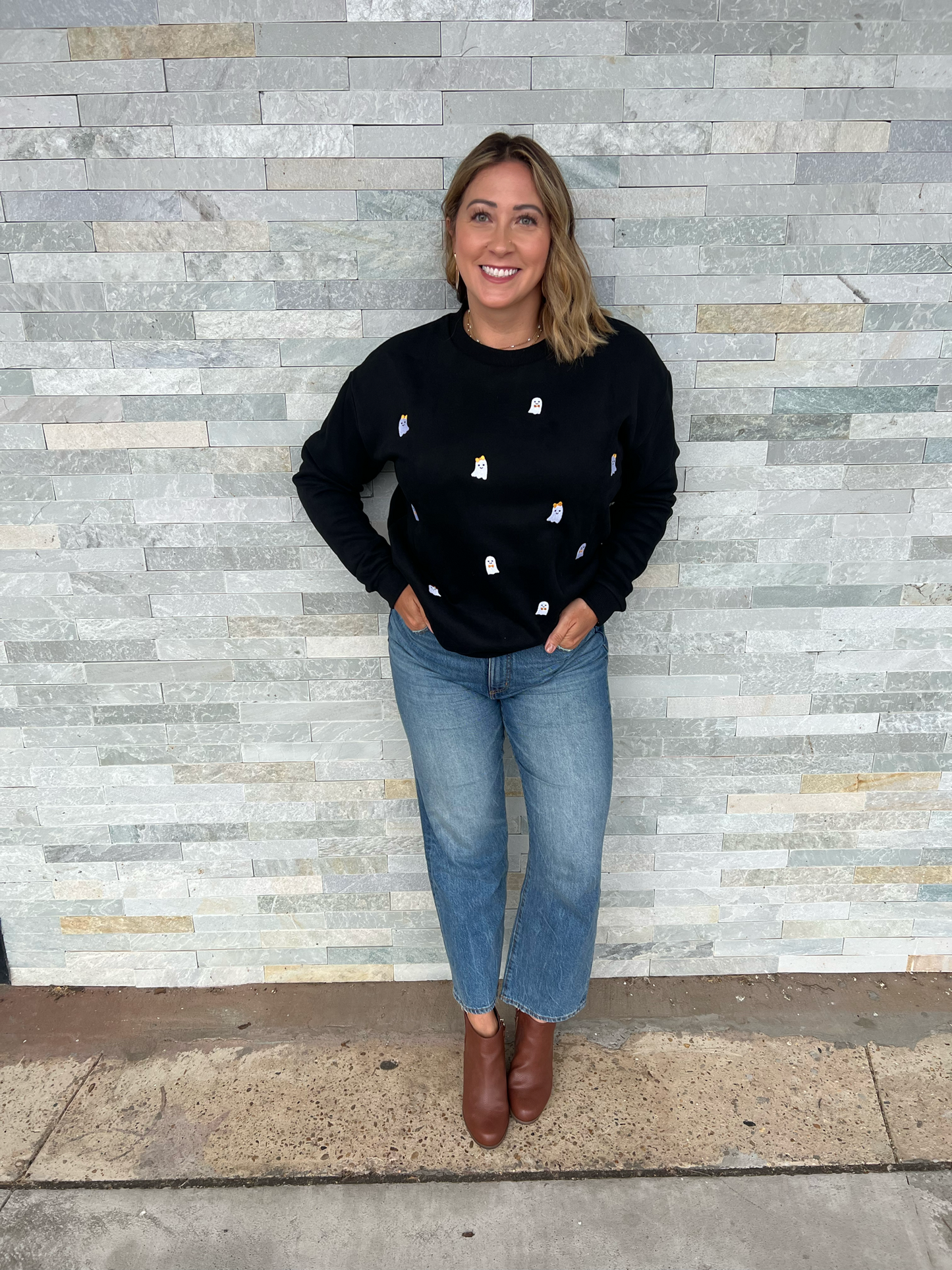 . Dilara Ghost Crew Sweatshirt by Simply Southern