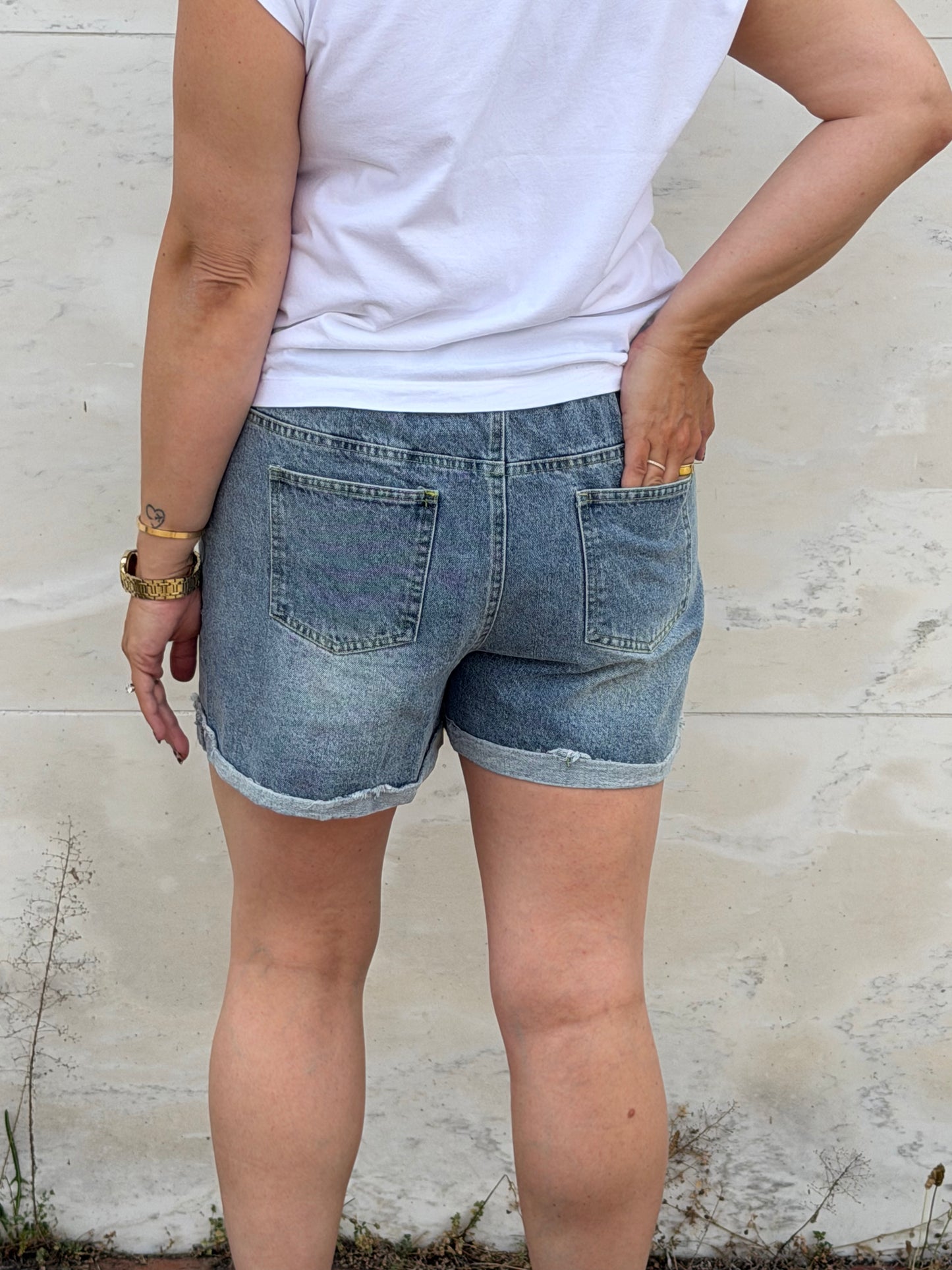 Strawberry Embroidered Jean Shorts