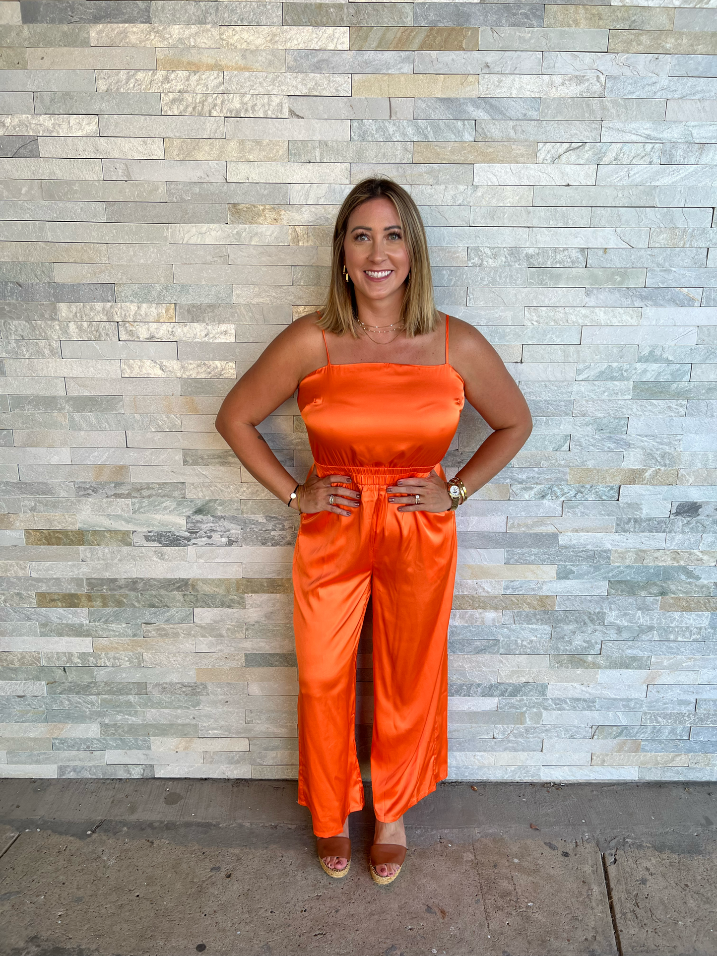 Go Vols Satin Elastic Waist Jumpsuit