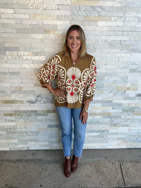 All Fun Printed Notch Neck Top