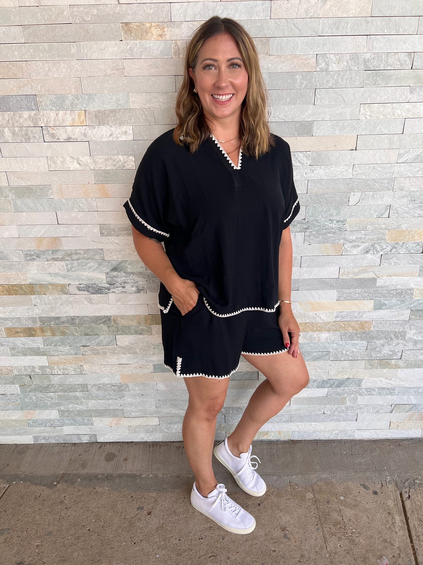Easy Going Black Short Set