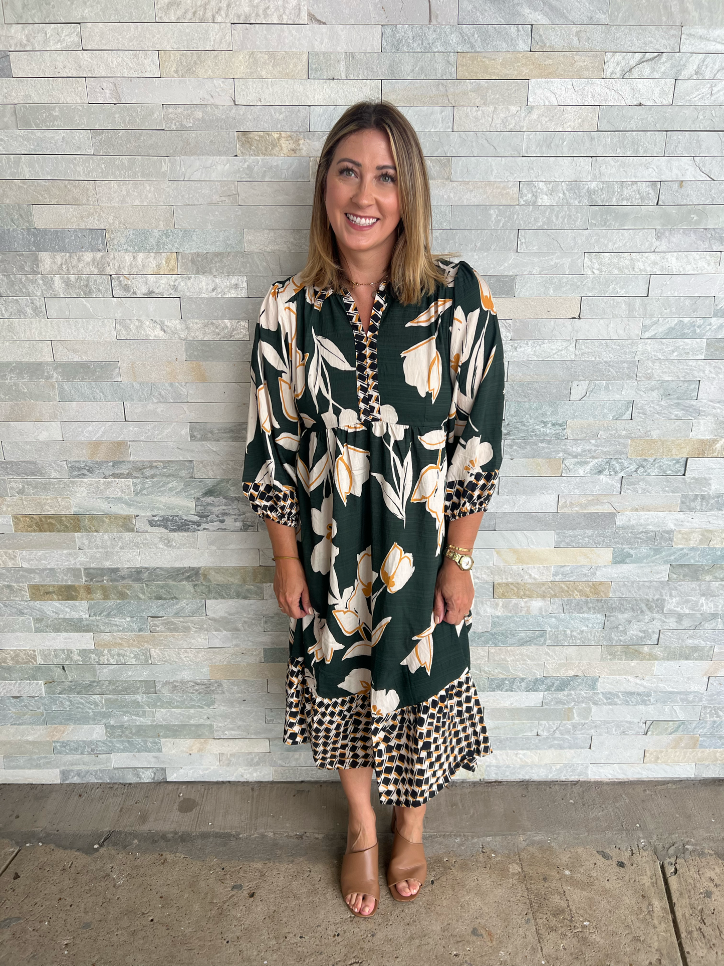. Fall Love Green Mix Dress