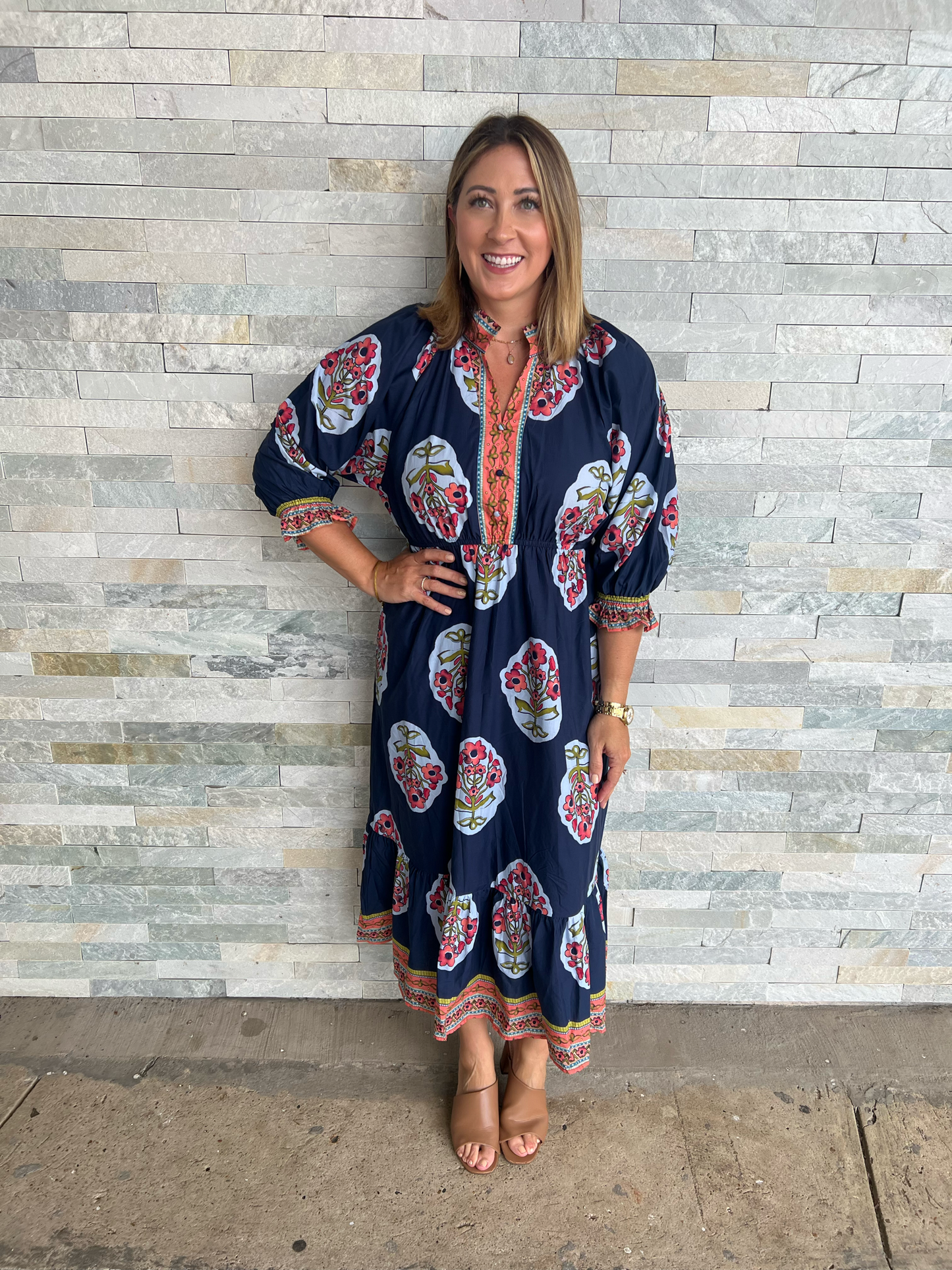 . The Omni Floral Woven Midi Dress