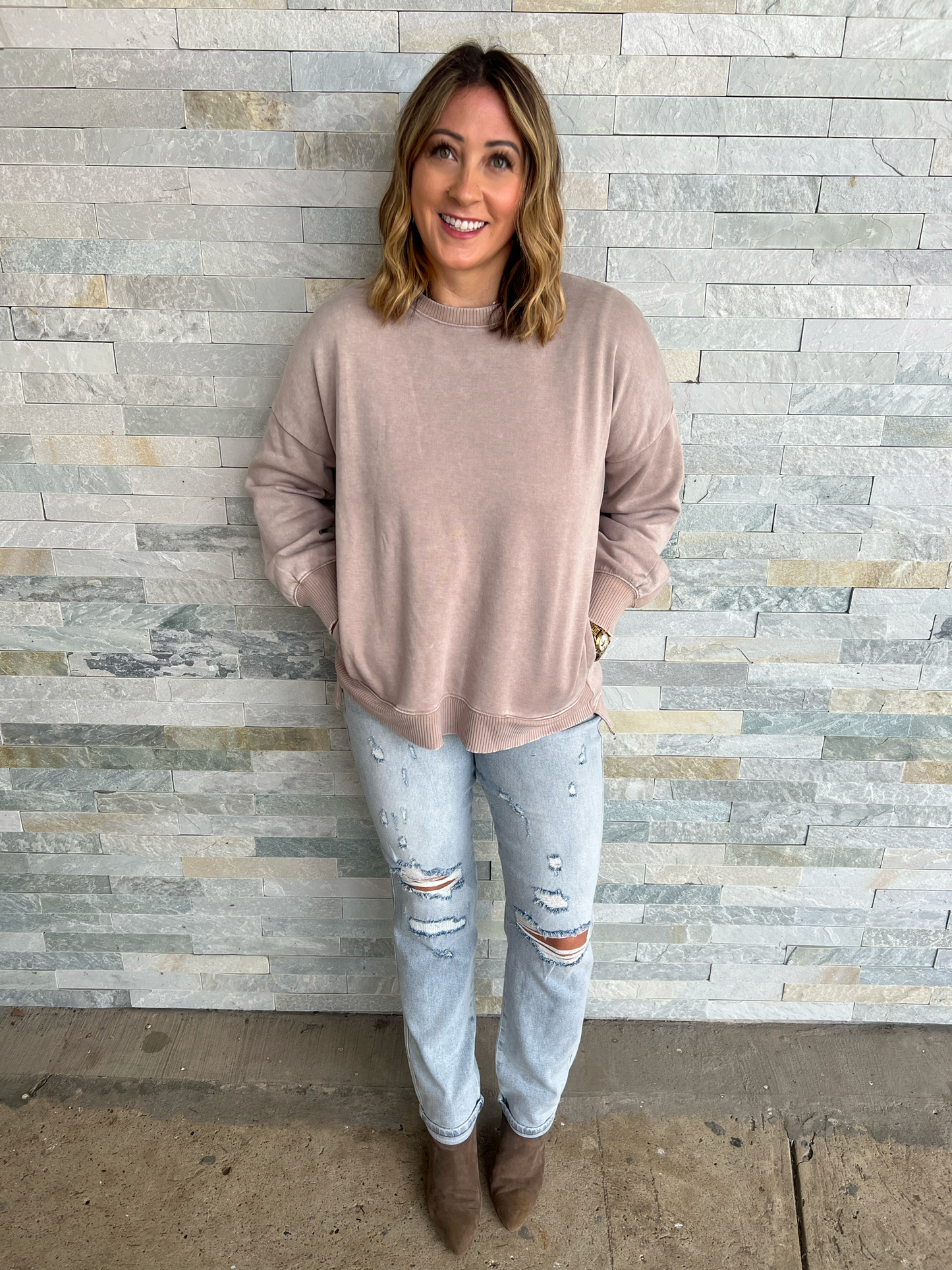 Willow Ash Mocha Slouchy Sweatshirt