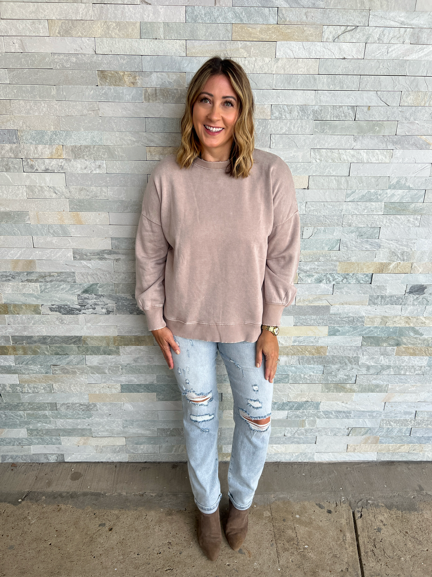 Willow Ash Mocha Slouchy Sweatshirt
