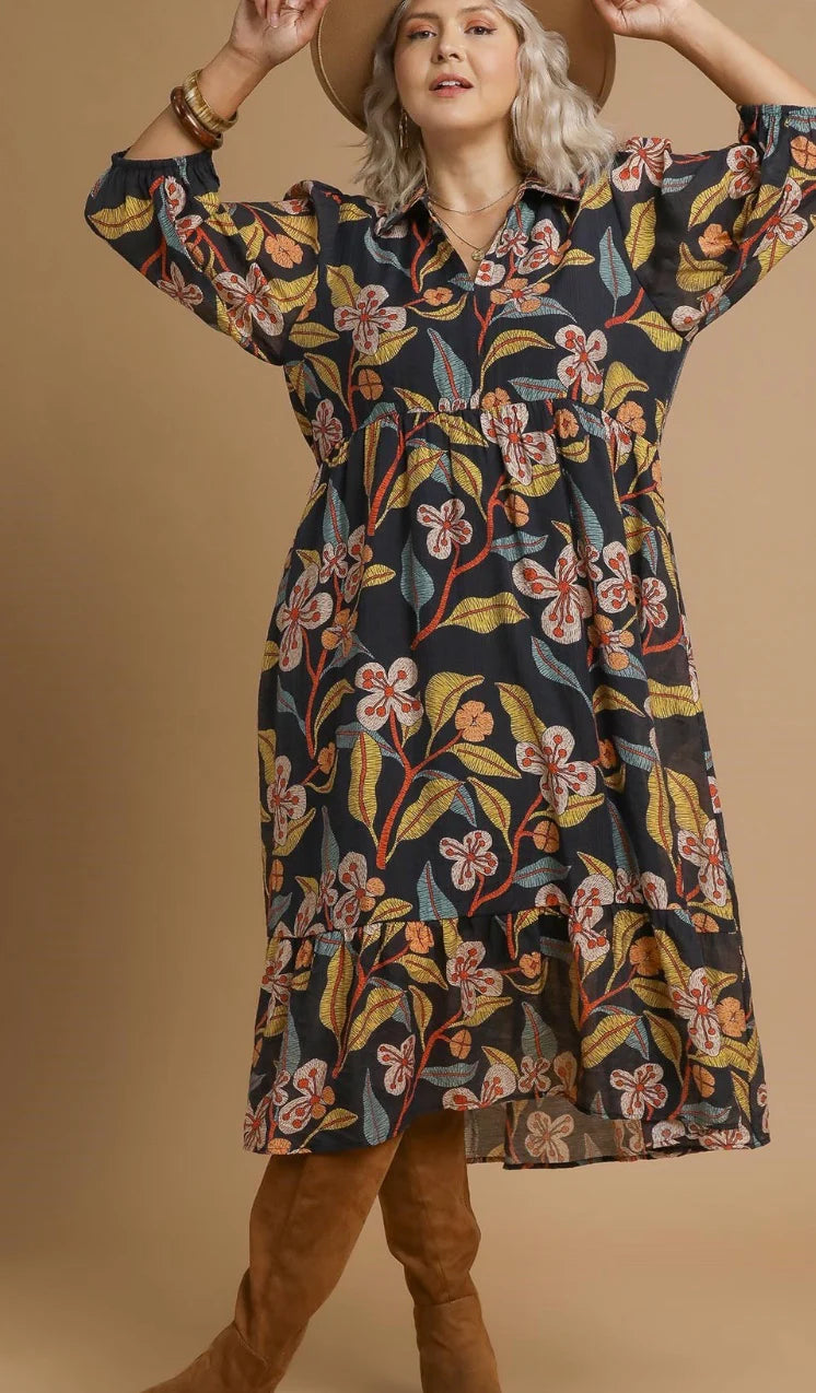 . Sasha Black Mix Midi Dress