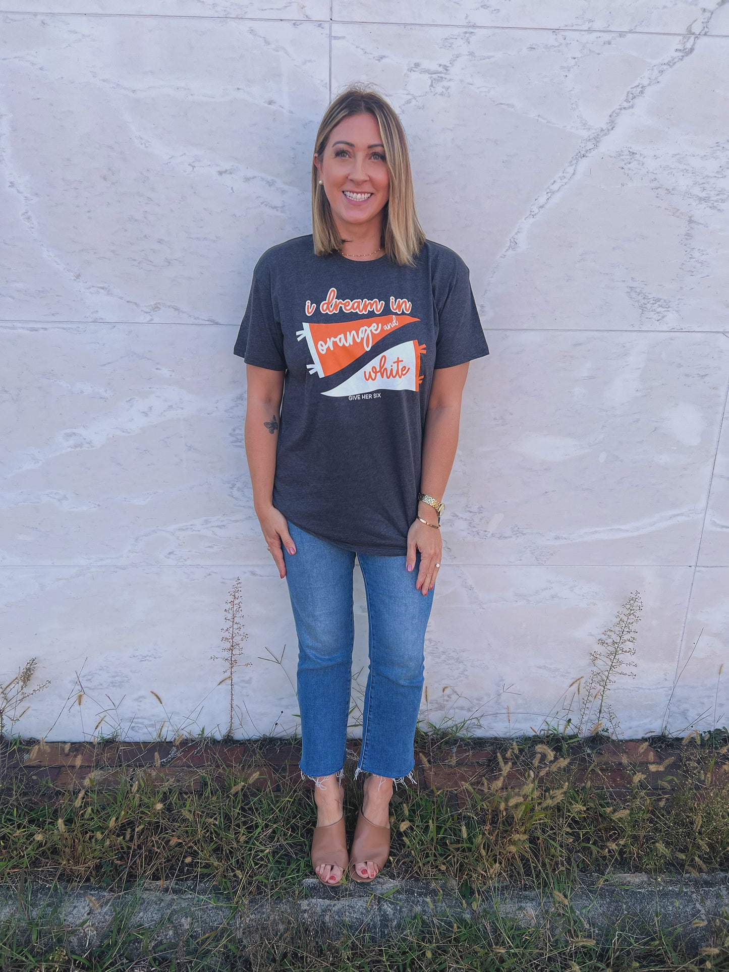 I Dream In Orange and White Tee