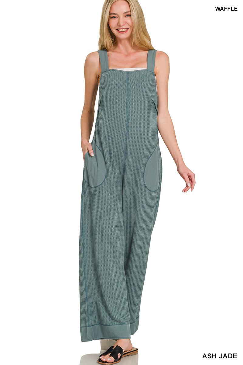 . Waffle Me Knit Wide Leg Overalls