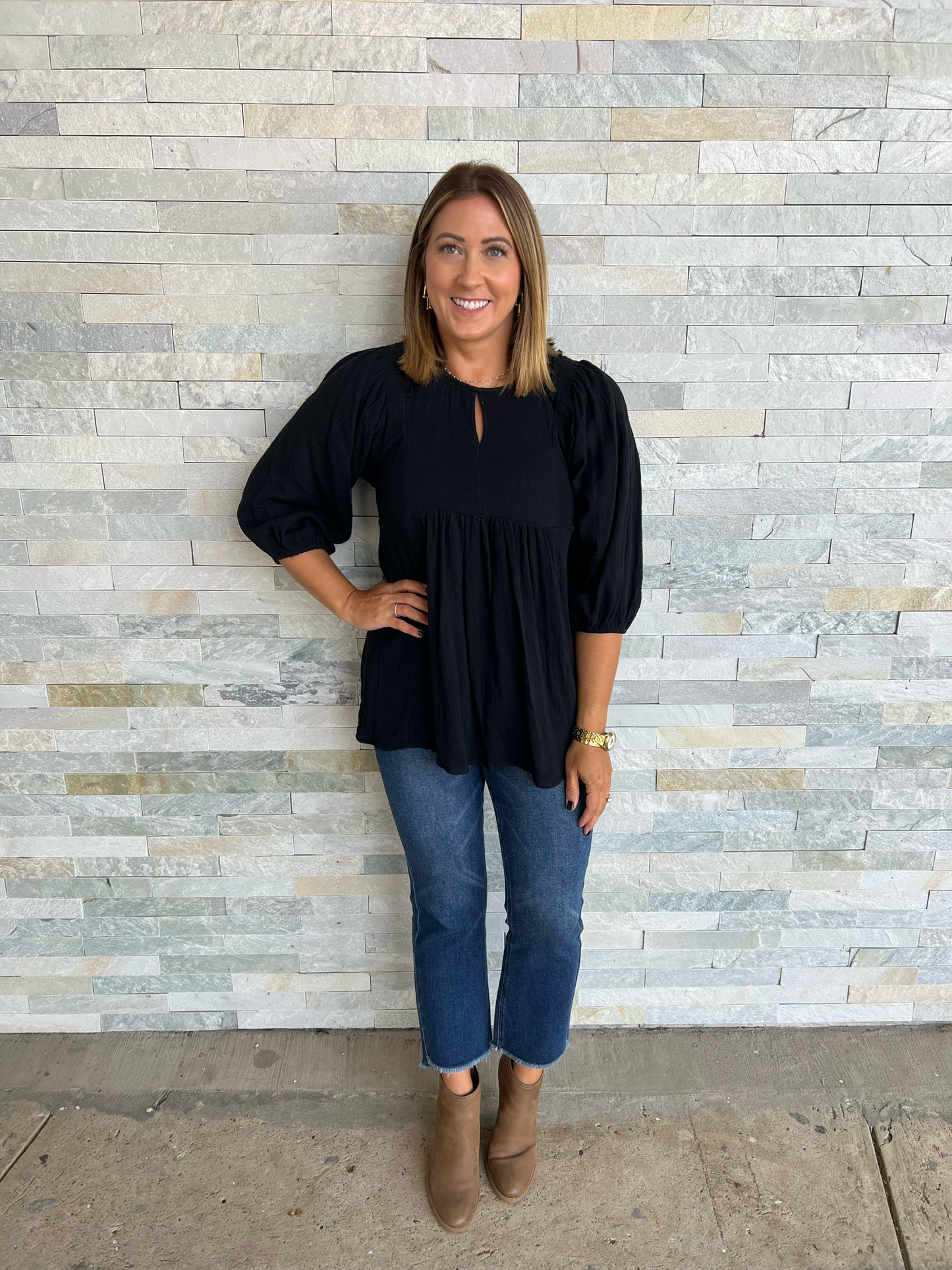 . Through Thick and Thin Black Blouse