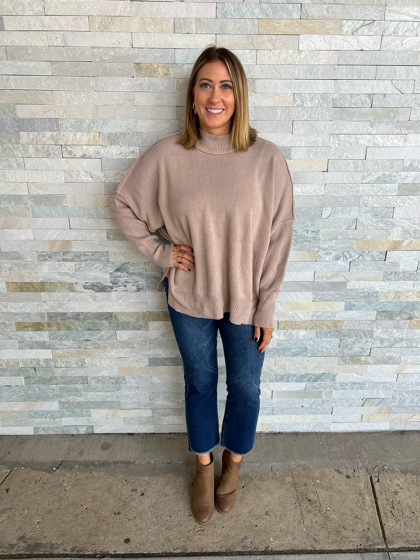 . Amy Ribbed Drop Shoulder Sweater