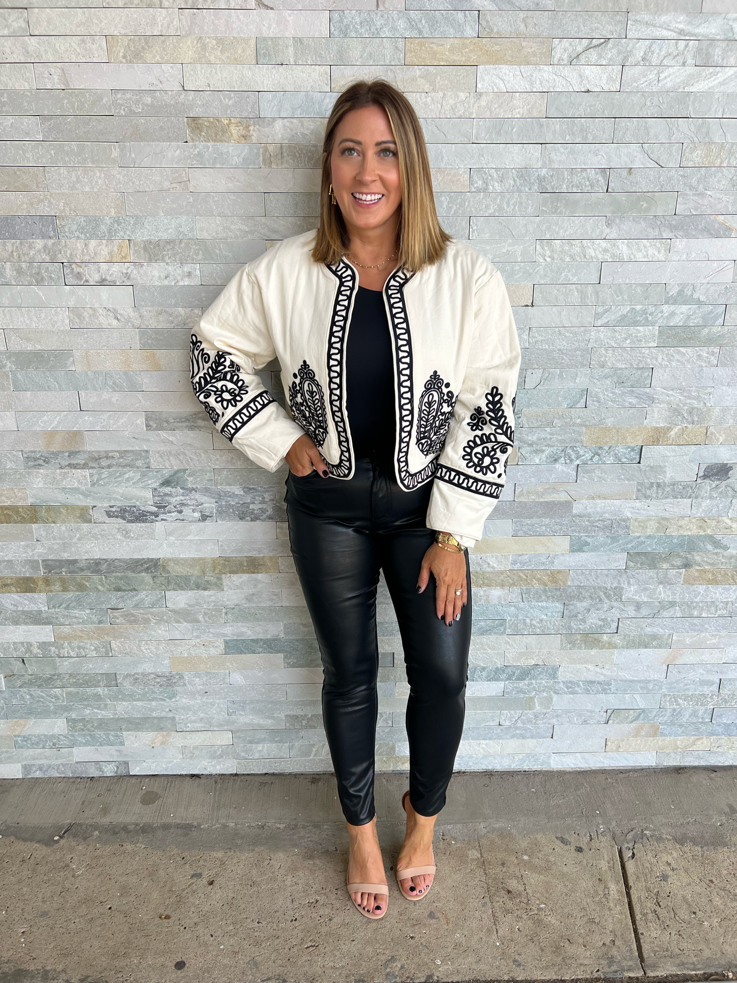 Love Me Ivory Embroidered Trim Jacket