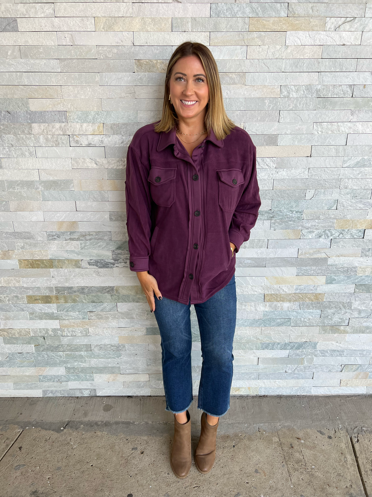 .  Oversized Basic Fleece Shacket