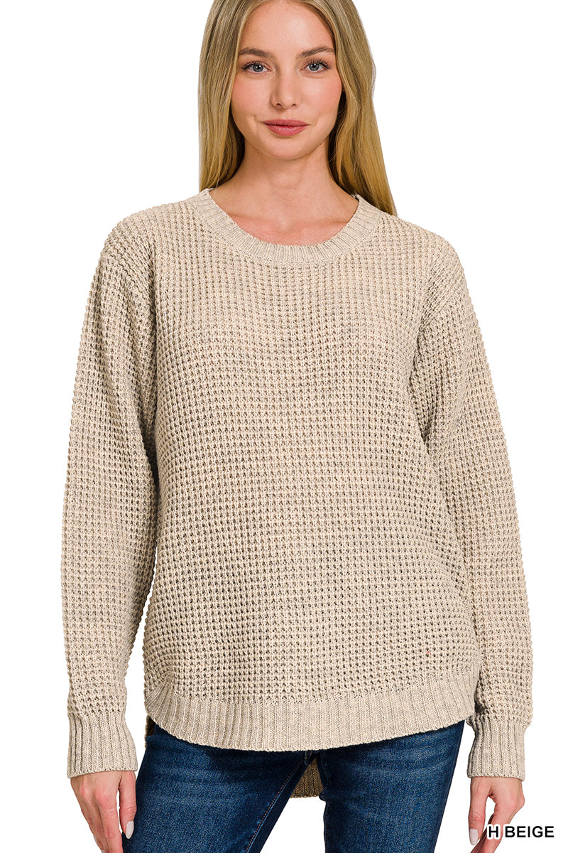 . The Amy Round Hem Waffle Knit Sweater