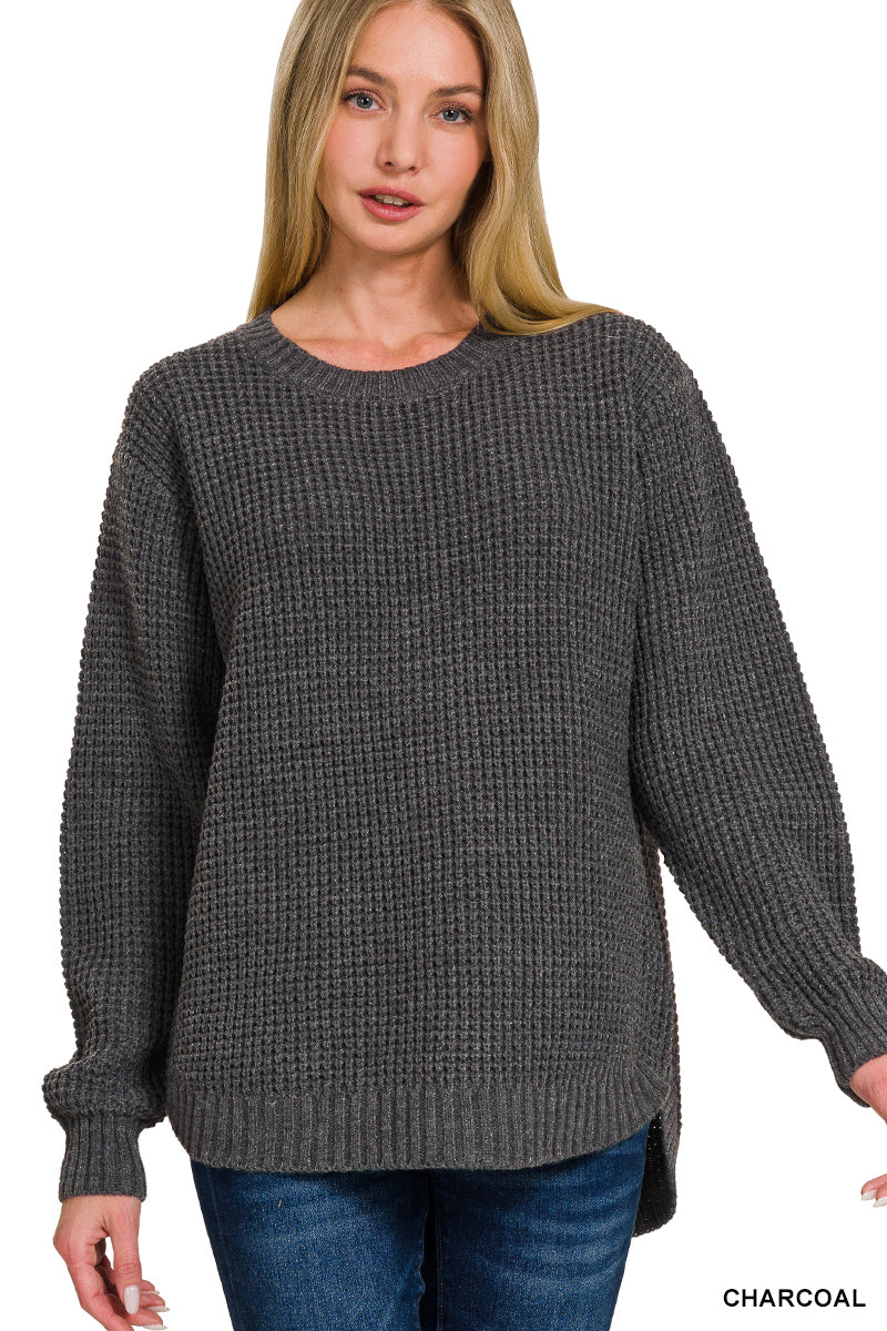 . The Amy Round Hem Waffle Knit Sweater