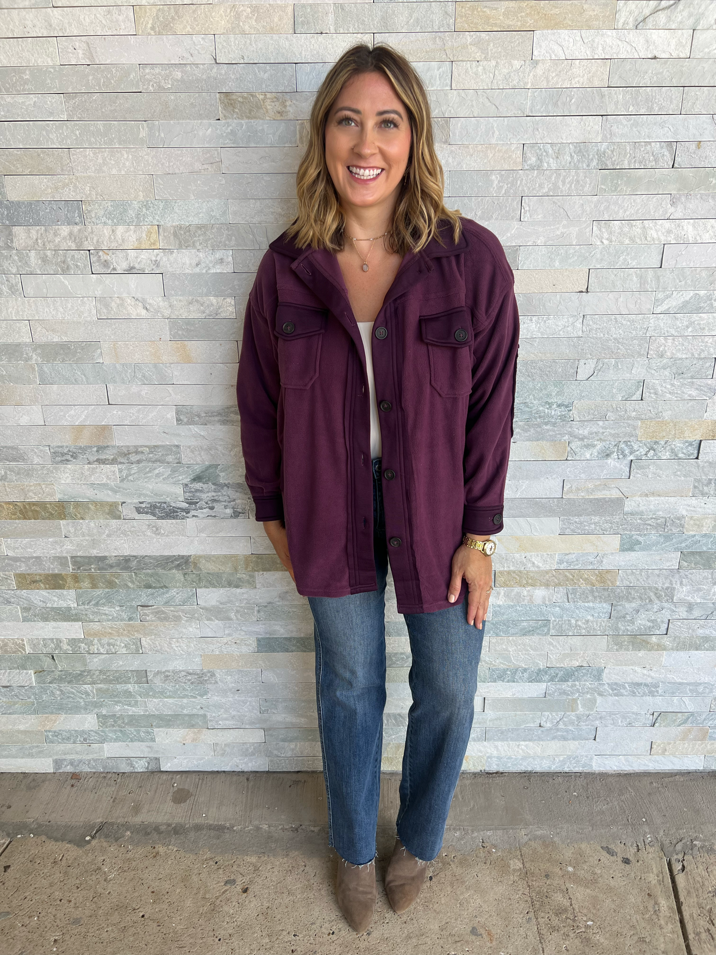 . Oversized Basic Fleece Shacket