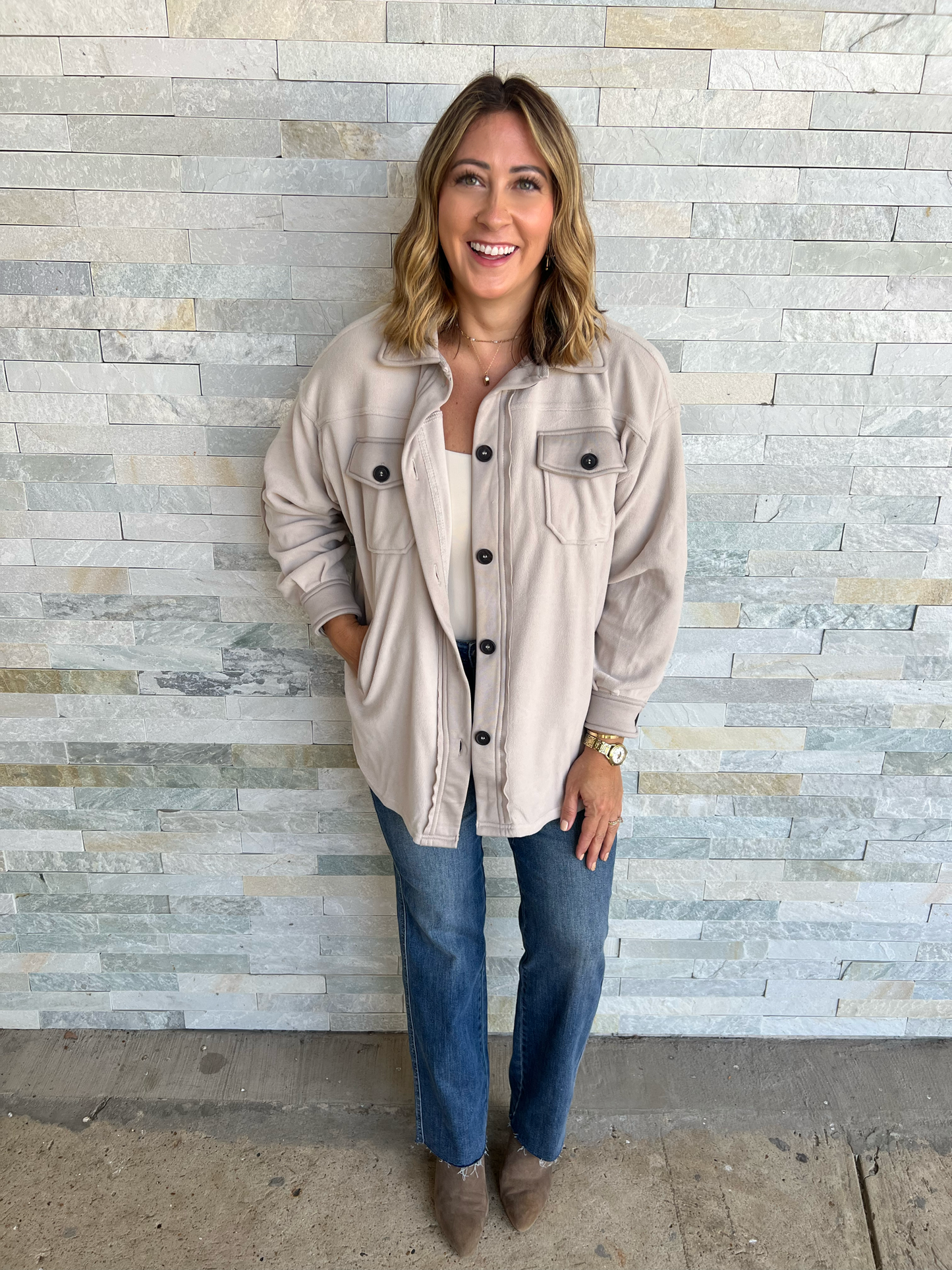 . Oversized Basic Fleece Shacket