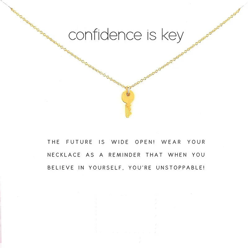 . Confidence is Key Gold Card Necklace