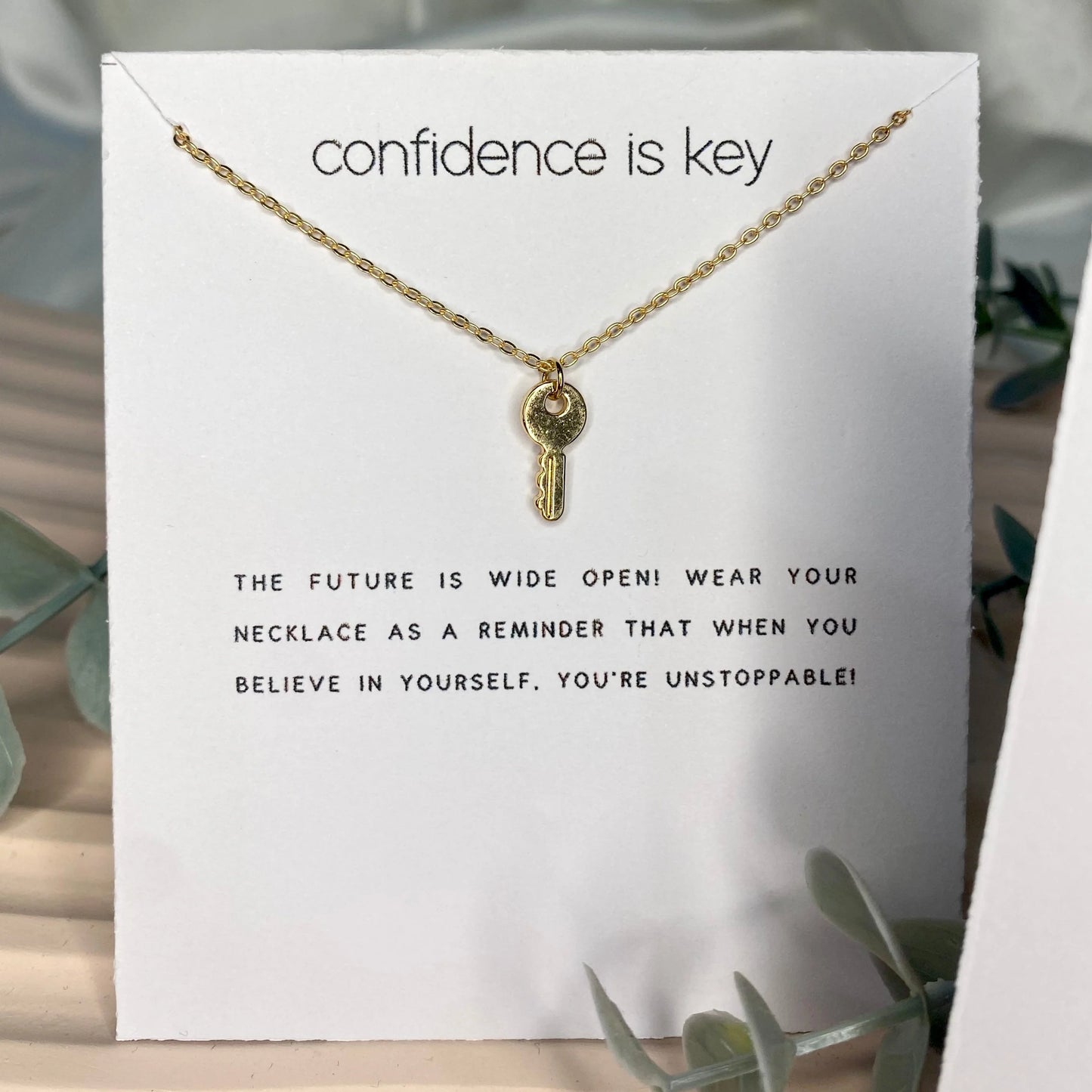 . Confidence is Key Gold Card Necklace