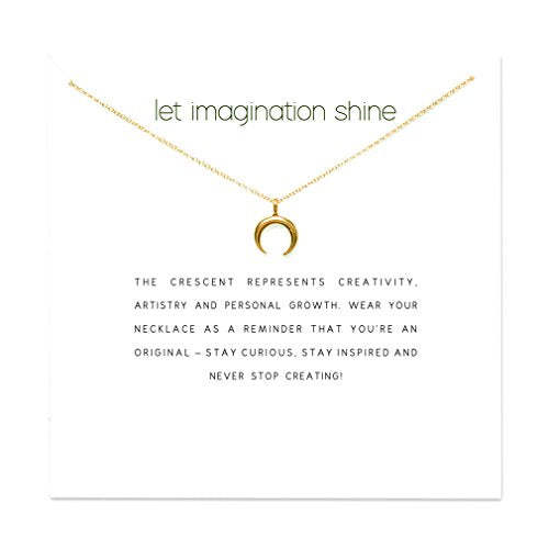 . Let Imagination Shine Crescent card Necklace