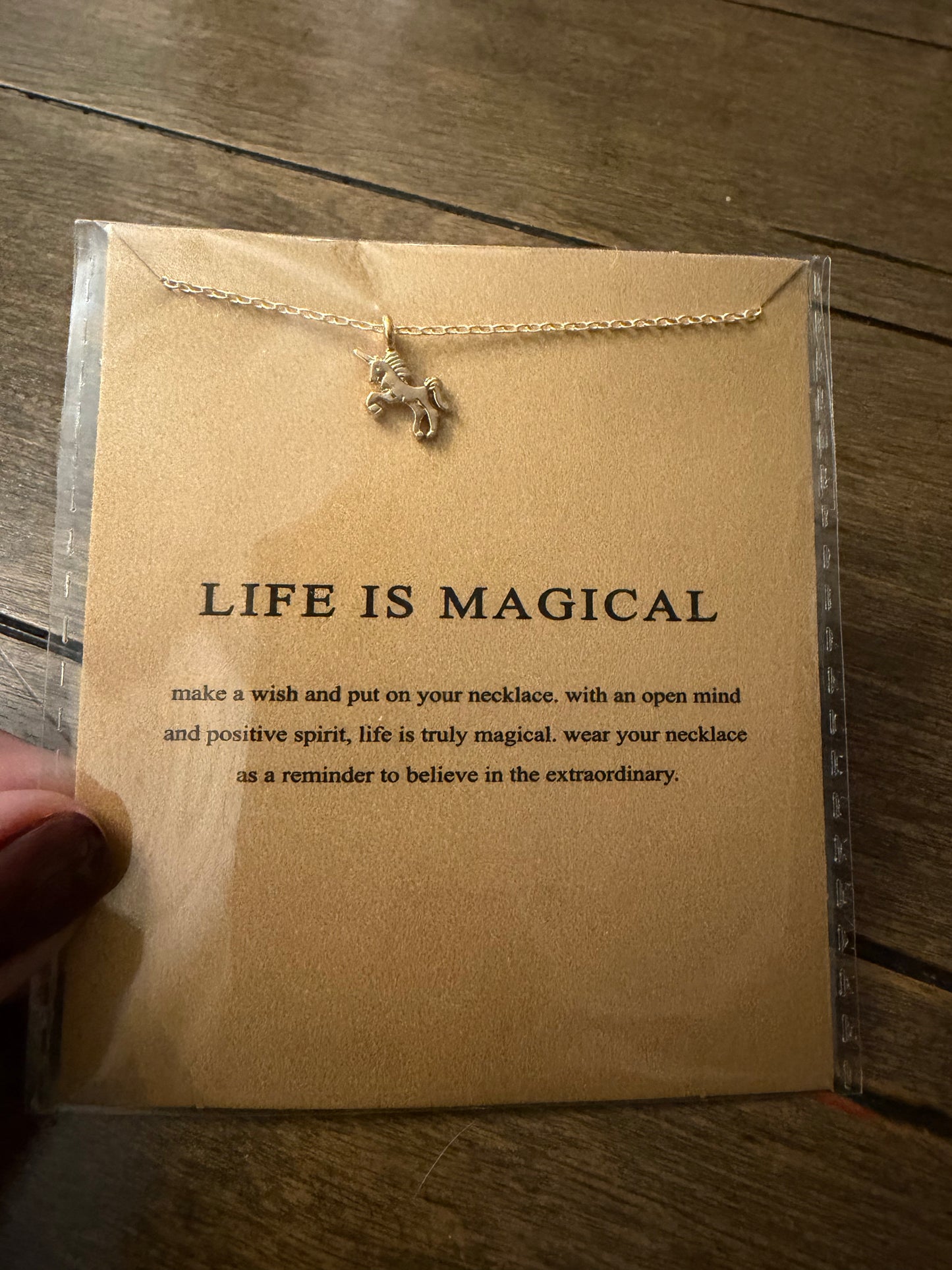 . Life is Magical Unicorn card Necklace