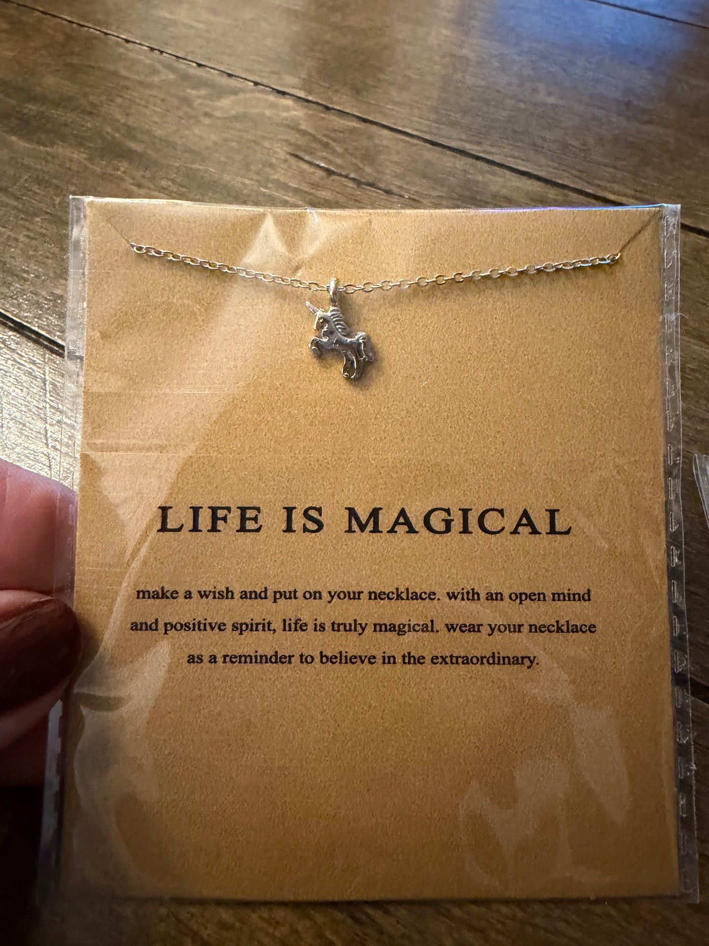 . Life is Magical Unicorn card Necklace