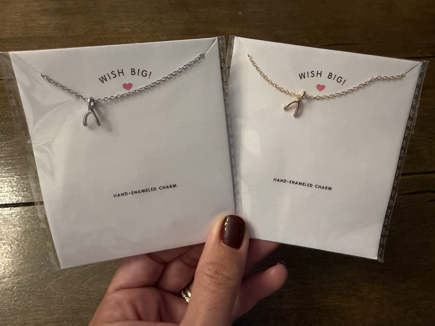 Wish Big, Wishbone Card Necklace
