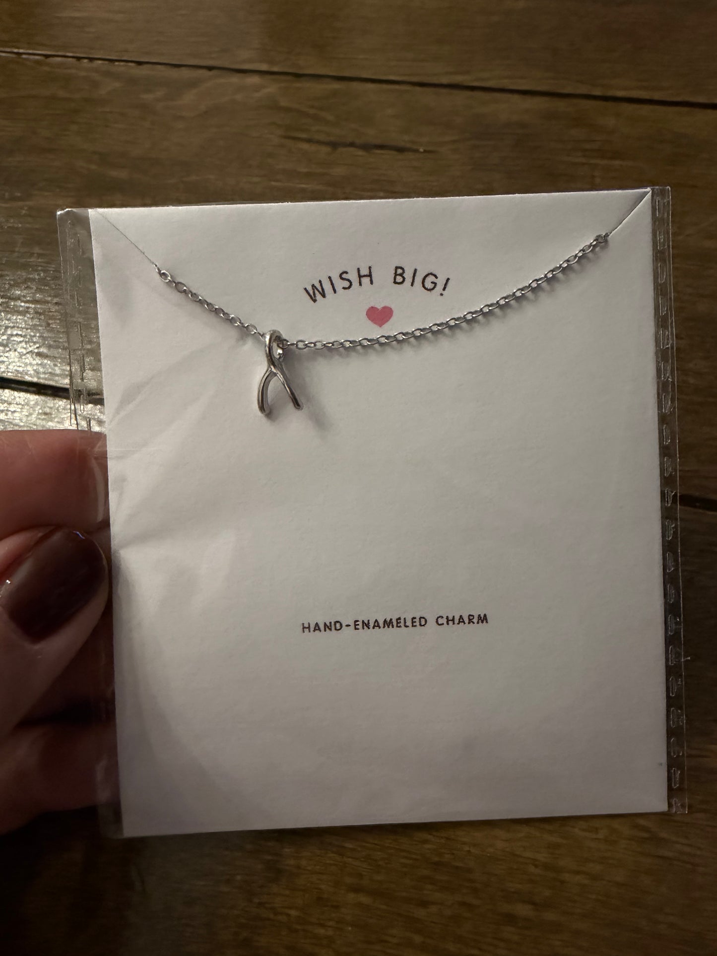 Wish Big, Wishbone Card Necklace