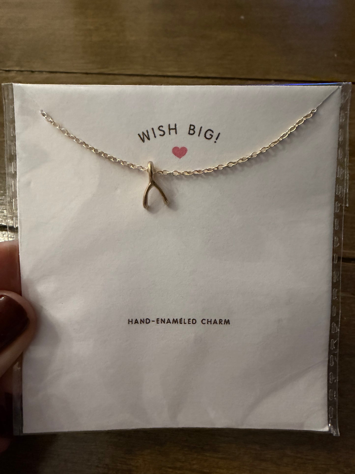 Wish Big, Wishbone Card Necklace