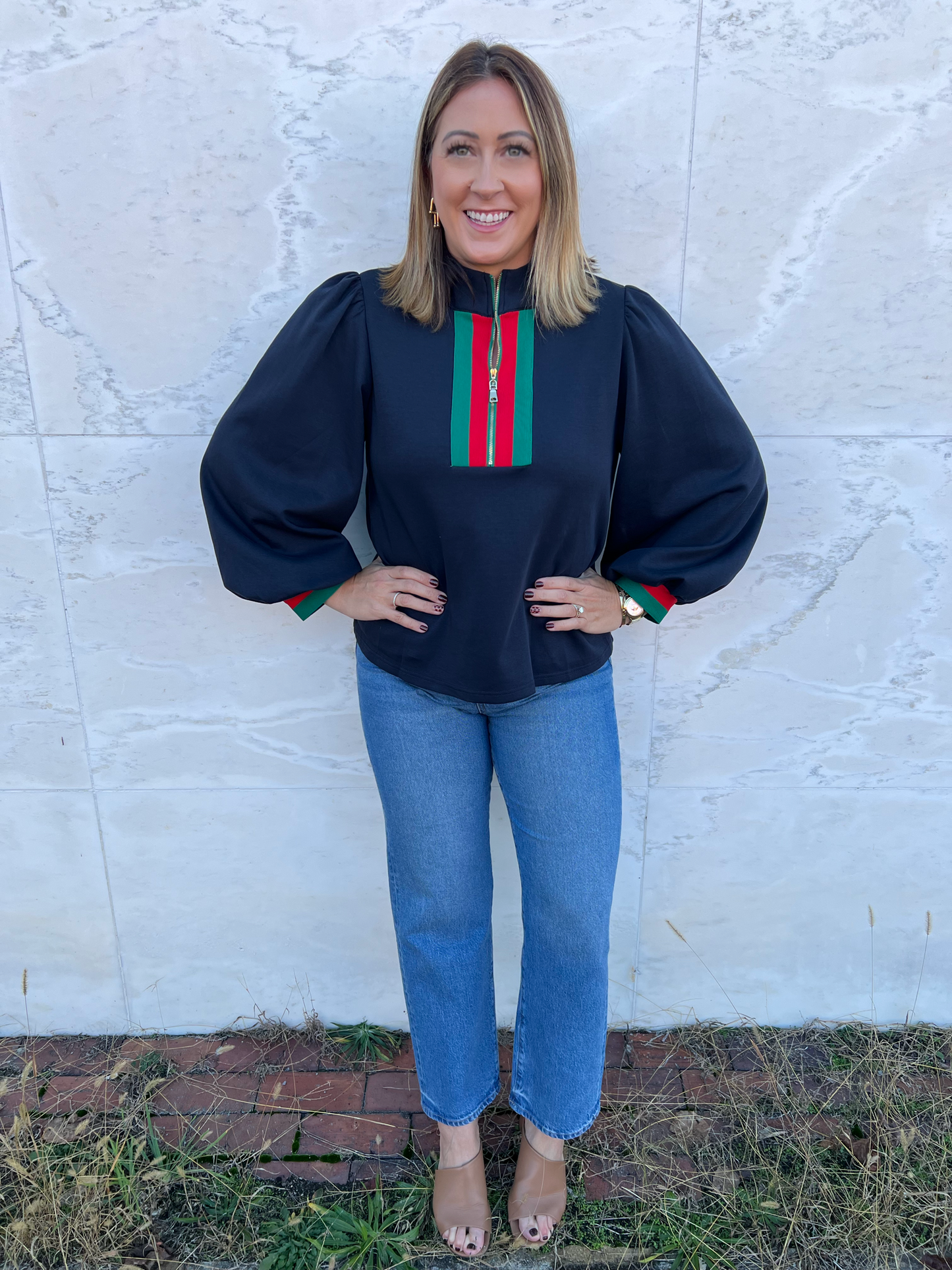 Catch You Later Navy Quarter Zip Top