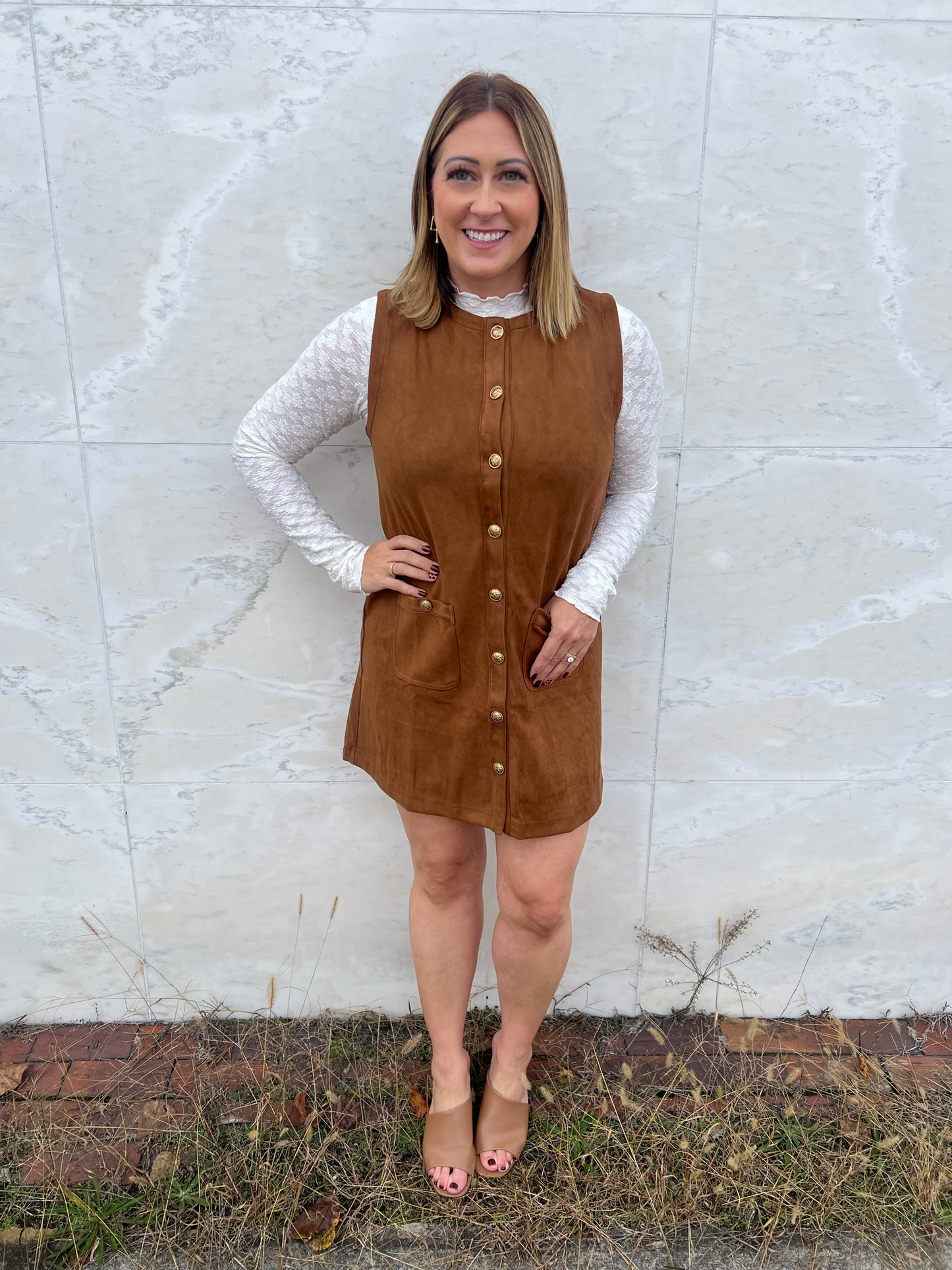 . Love Me Camel Sleeveless Dress