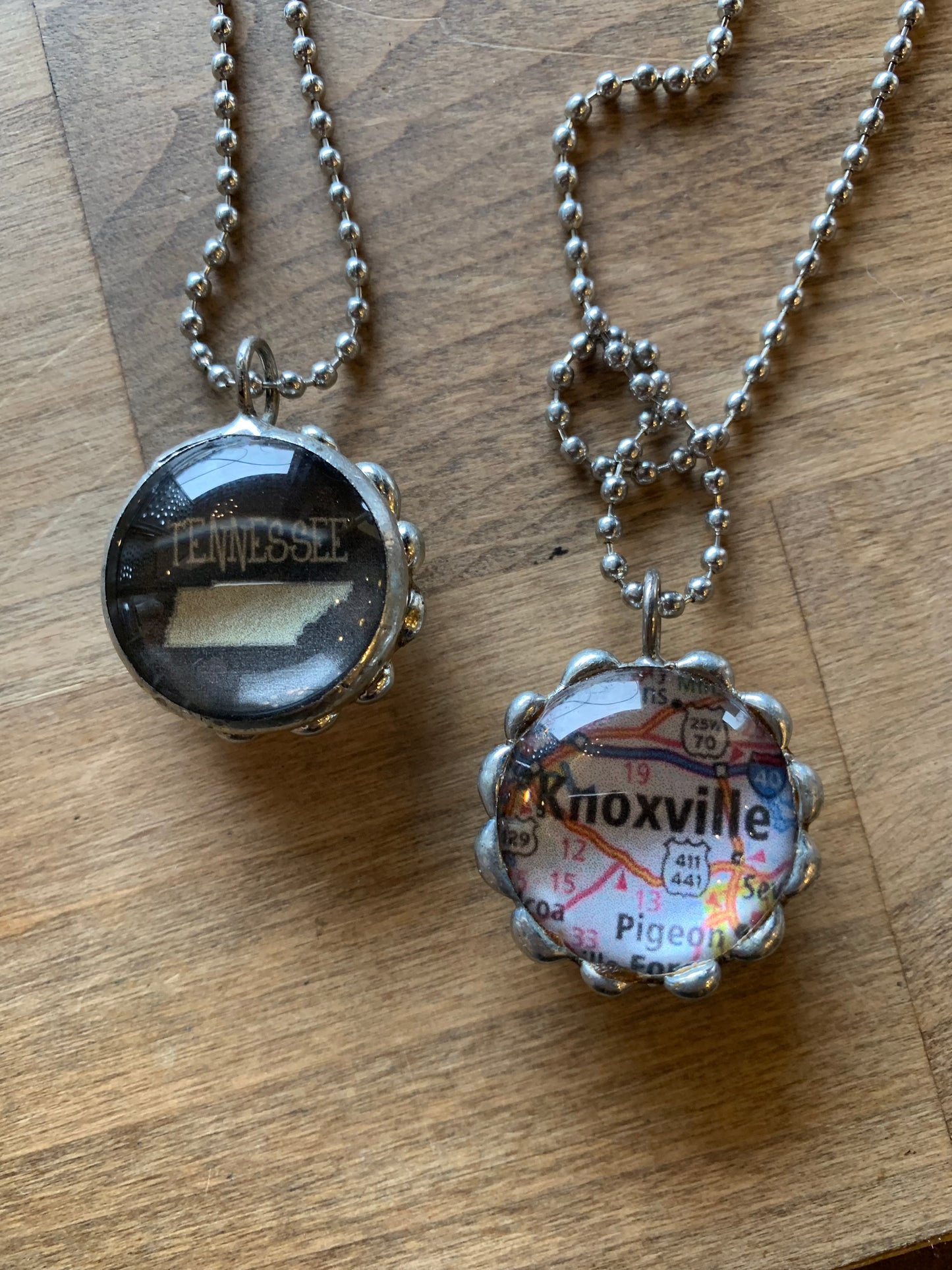 * Knoxville Map Ball and Chain Necklace