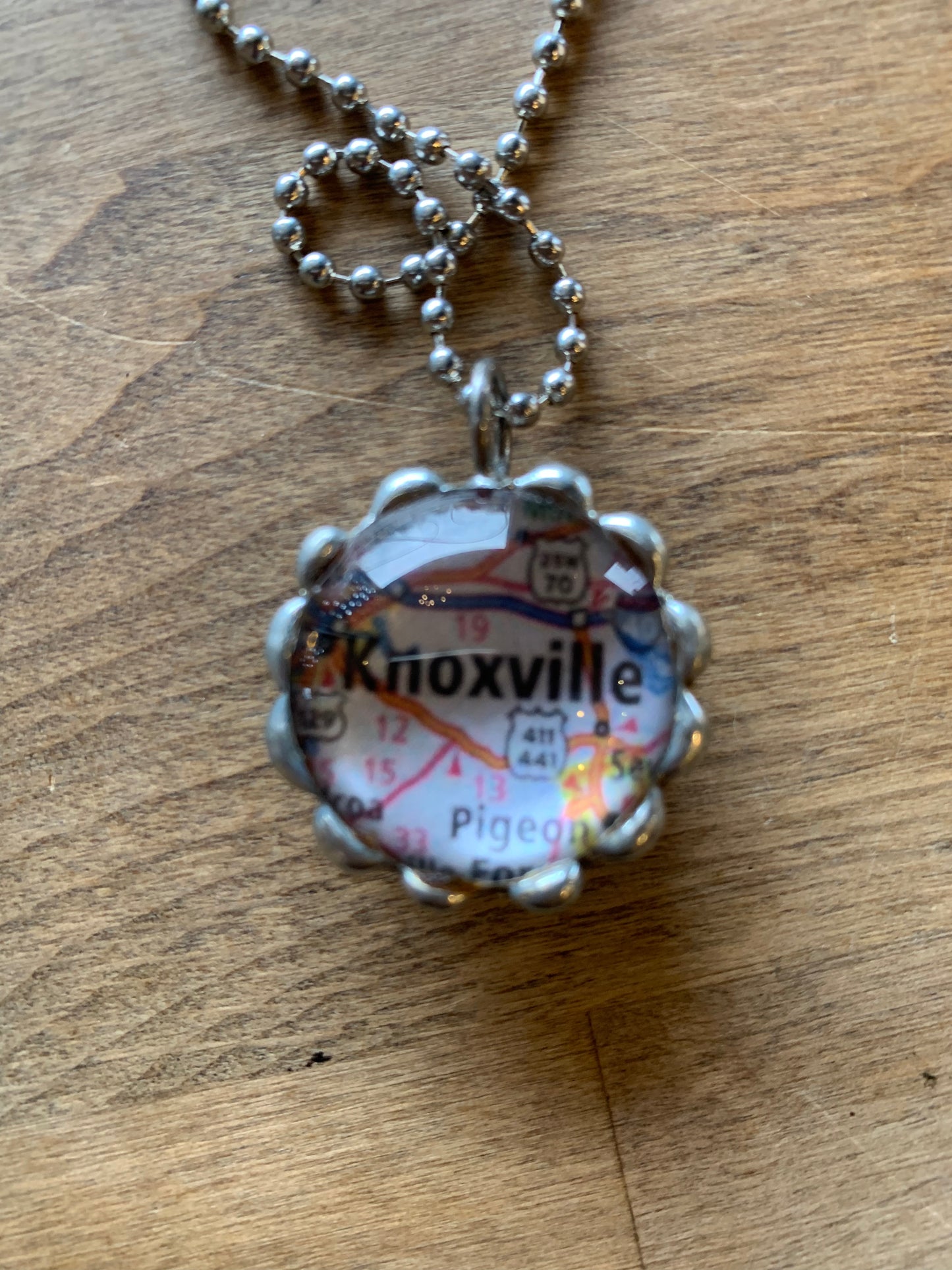 * Knoxville Map Ball and Chain Necklace