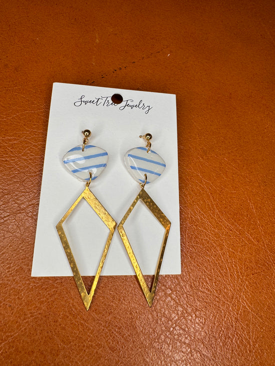 - Carolina Blue Stripe Earrings
