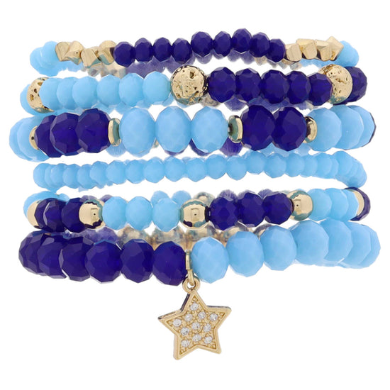 * Multi Blue Beaded Bracelet Set