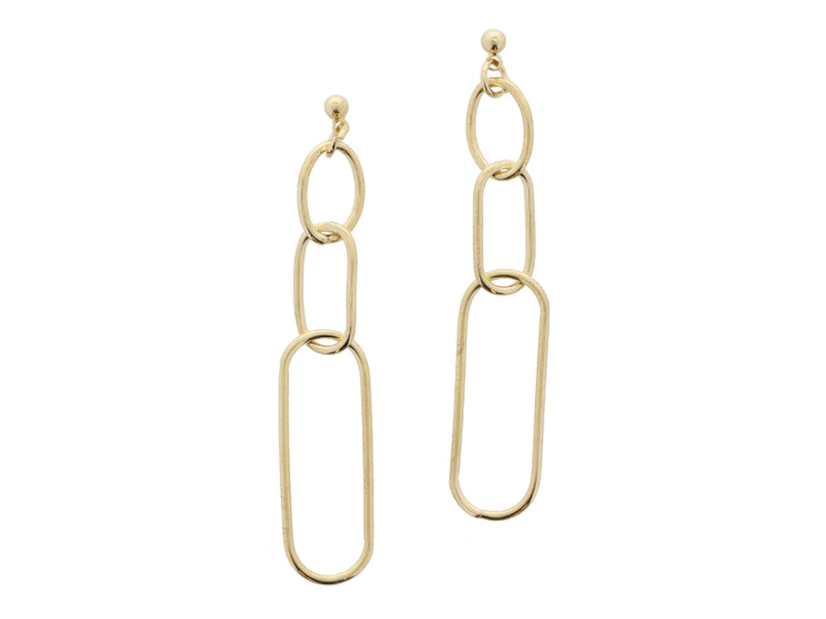 Load image into Gallery viewer, * GOLD OVAL, PAPERCLIP, LARGE PAPERCLIP LINKS EARRINGS
