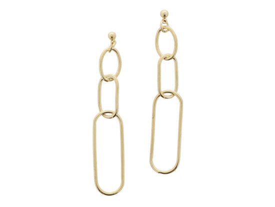 * GOLD OVAL, PAPERCLIP, LARGE PAPERCLIP LINKS EARRINGS